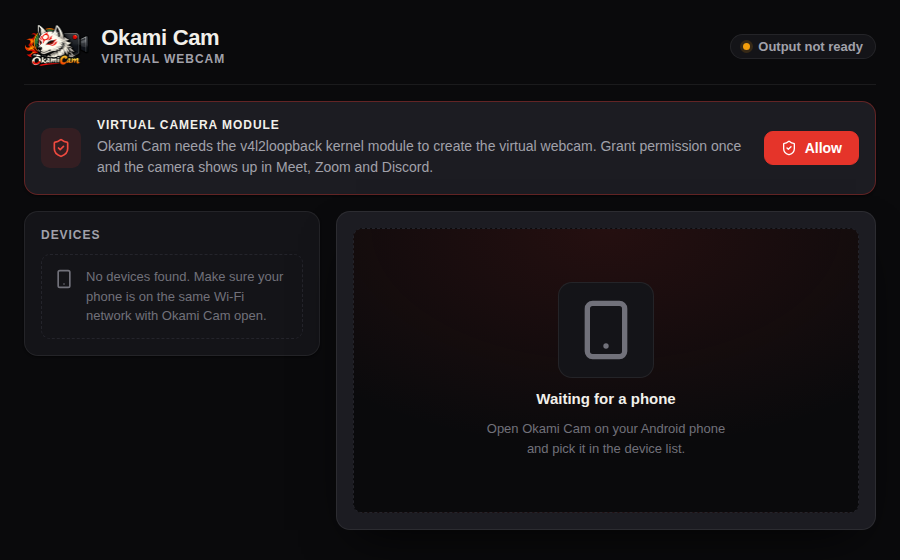 The Okami Cam desktop app